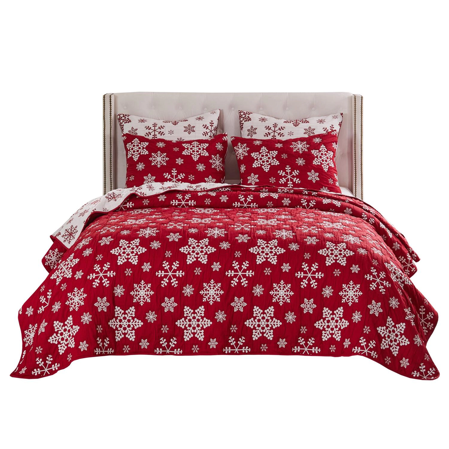 Greenland Home Fashions Snowflakes Premium Quality Christmas pattern 3 Piece Coverlet Set