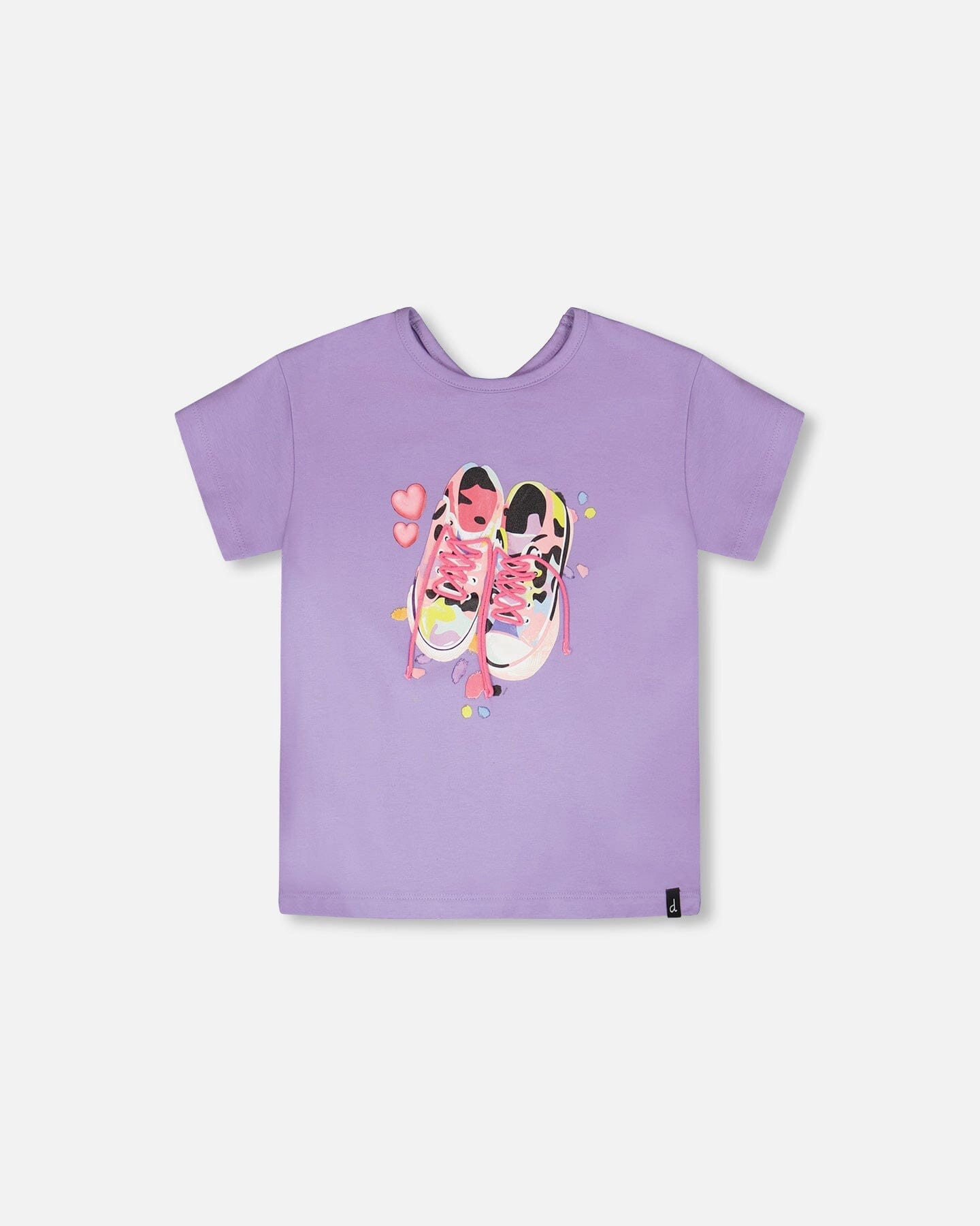 Deux par Girls Organic Cotton Jersey T-Shirt with Sneakers