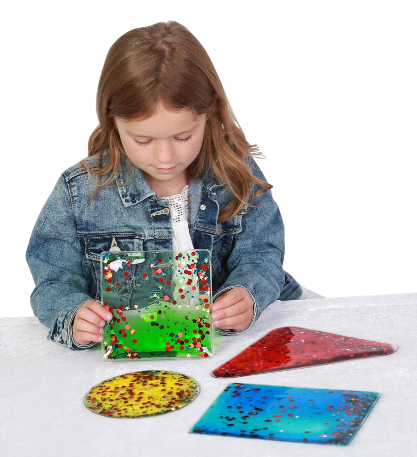 Playlearn Unisex 4 Pack Glitter Gel Shapes Fidget Toy