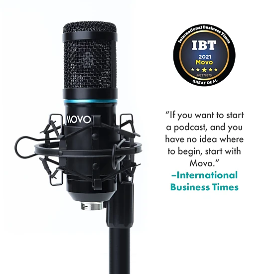 Movo PC-M6 Universal Cardioid Condenser Microphone with XLR and 3.5mm, Shock Mount, and Windscreen - Perfect