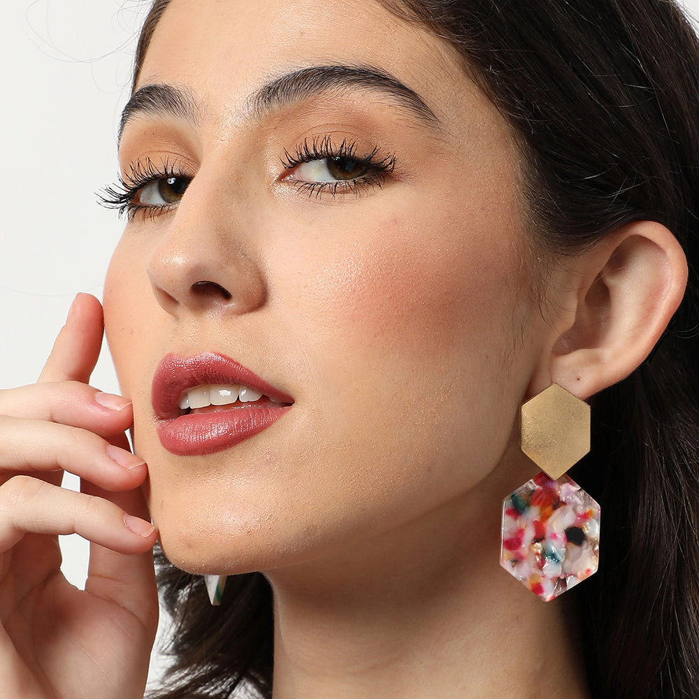 SOHI Women's Block Drop Earrings
