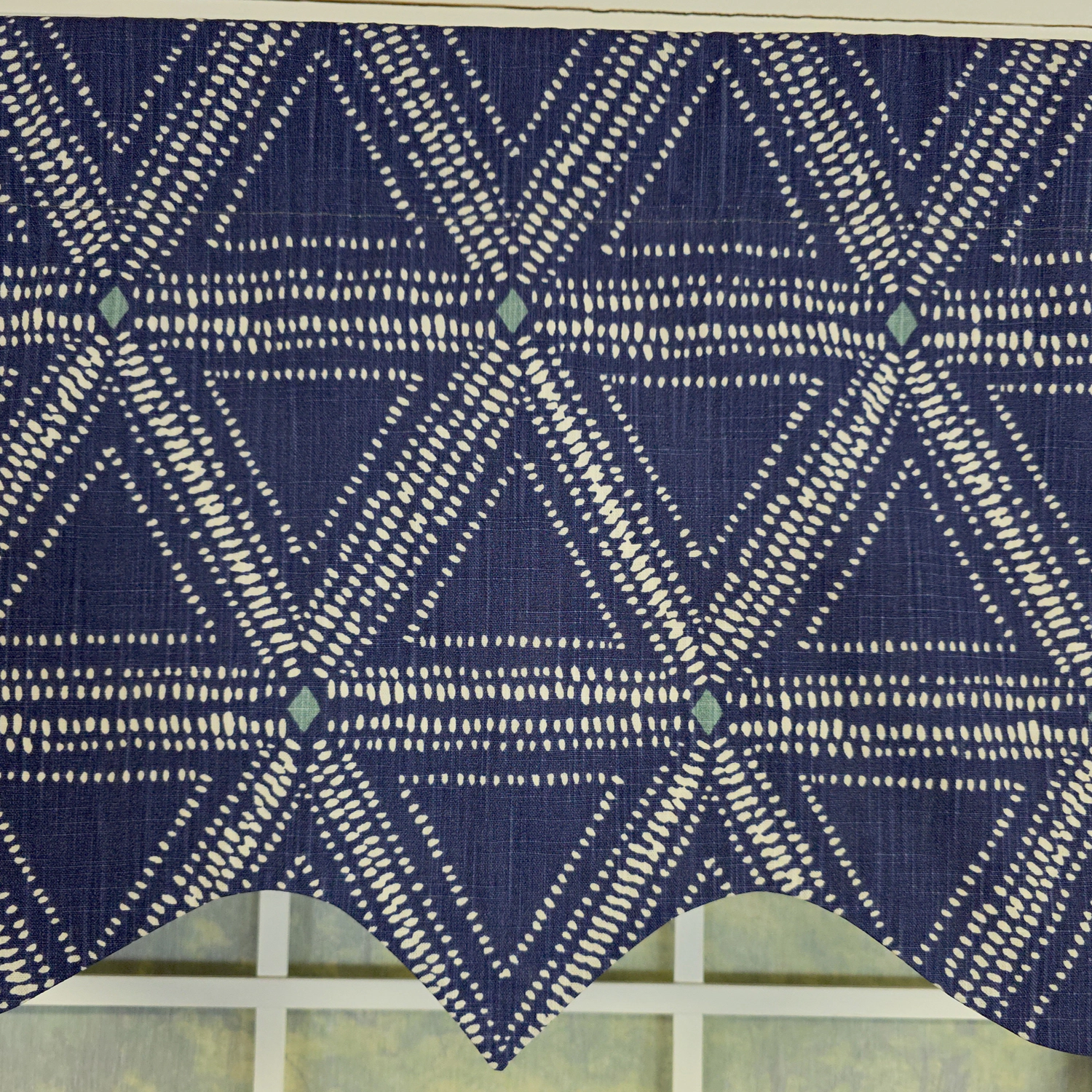 RLF Home 100% Cotton Zircon Regal With Poly/Cotton Ivory lining Rod Pocket Valance 50" x 16" Navy