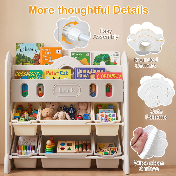 Hivvago Kids Bookshelf and Toy Storage Organizer with 2 Front-Facing Racks