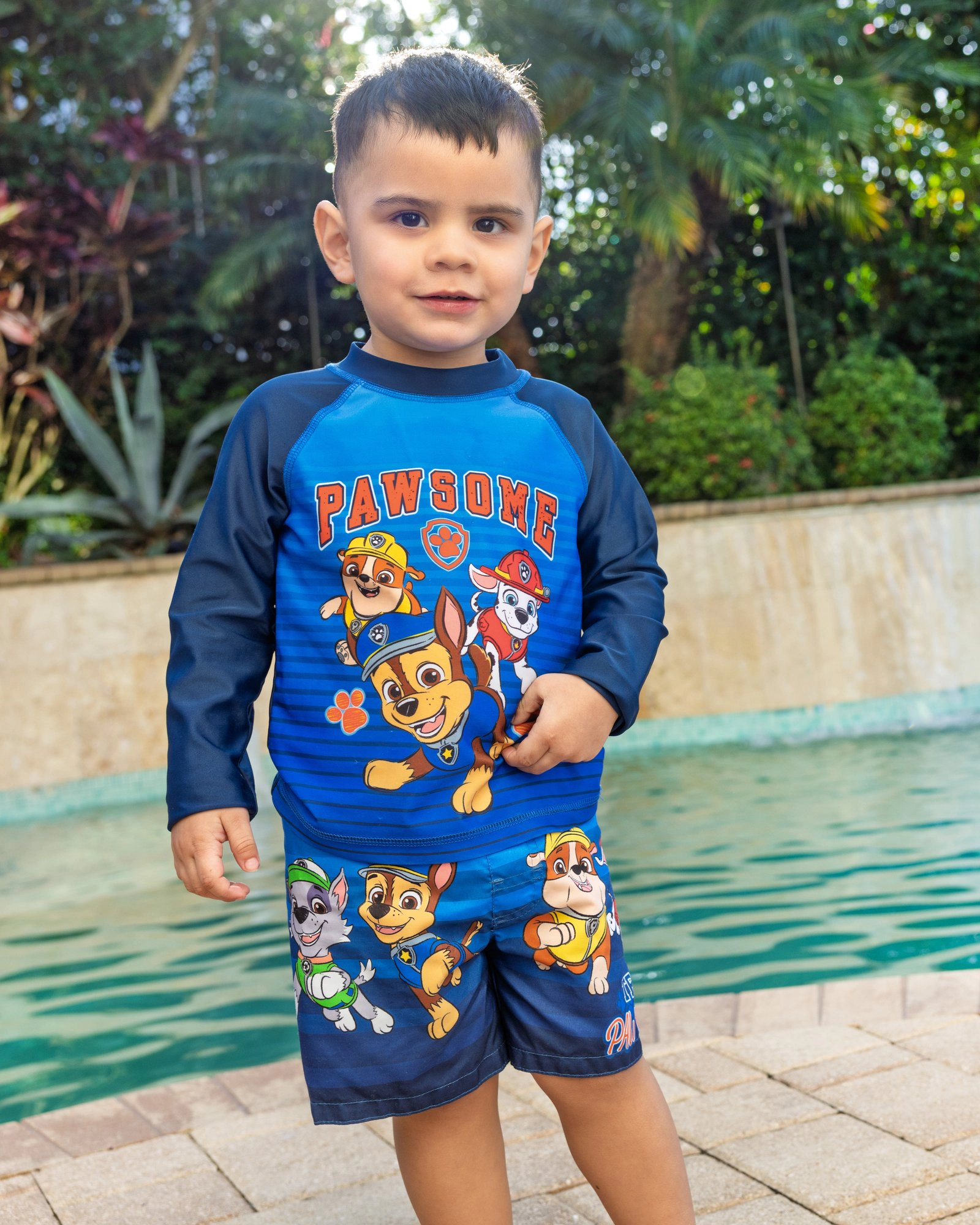 Paw Patrol Boys' Swimwear 2-Piece Rash Guard and Trunks Set