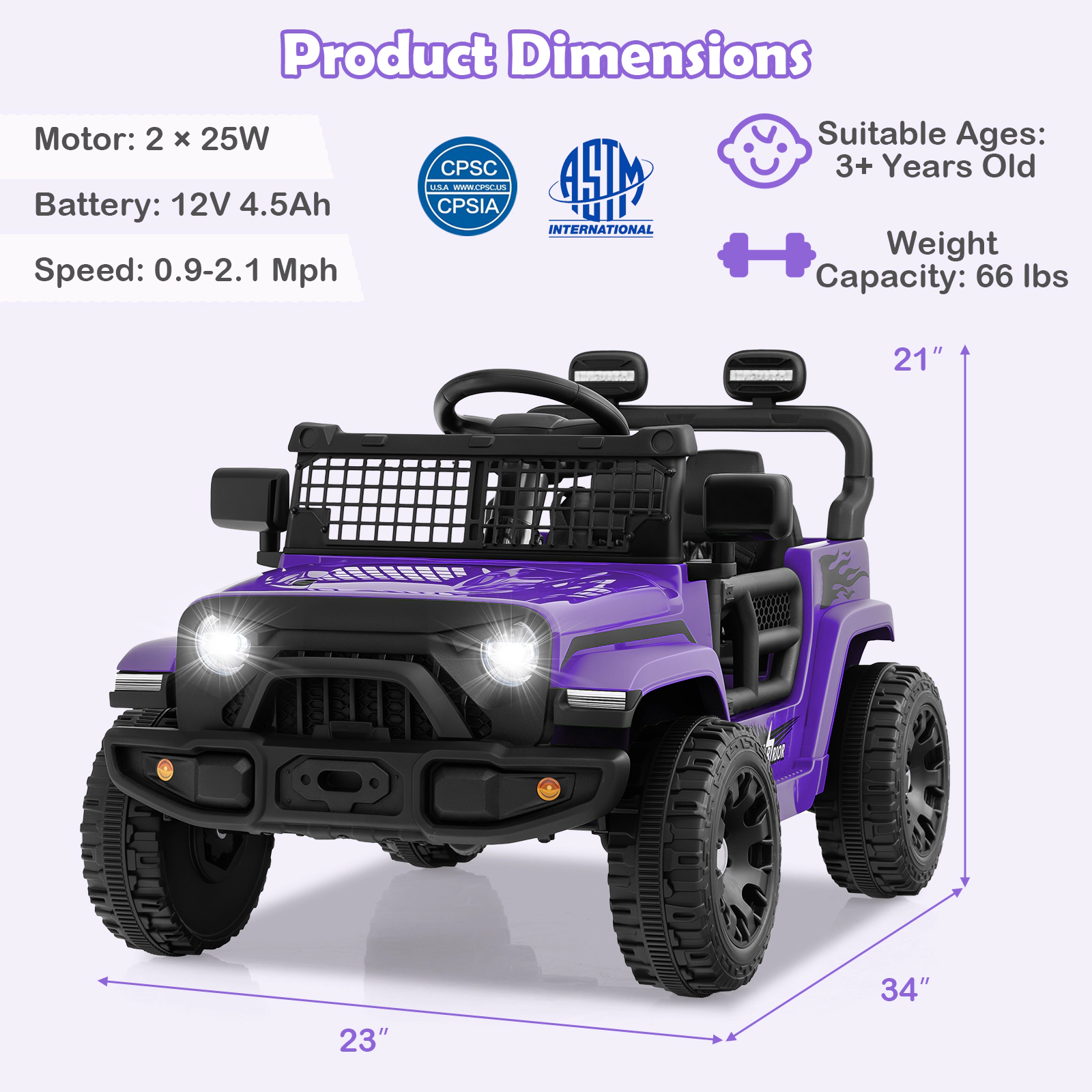 SUGIFT Spring Suspension 12V Kids Ride On Truck Battery Powered Electric Vehicle