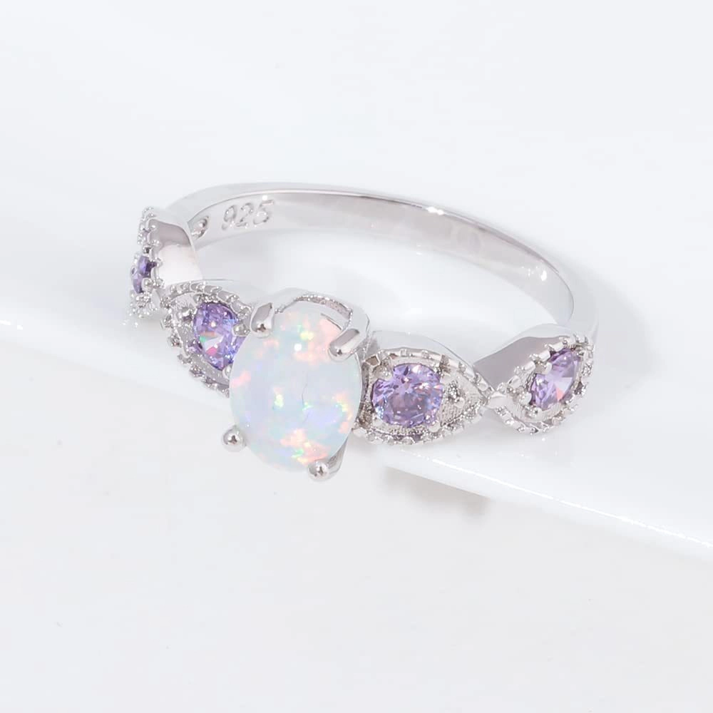 18K Gold Plated Opal Ring Gemstone Engagement Anniversary Ring