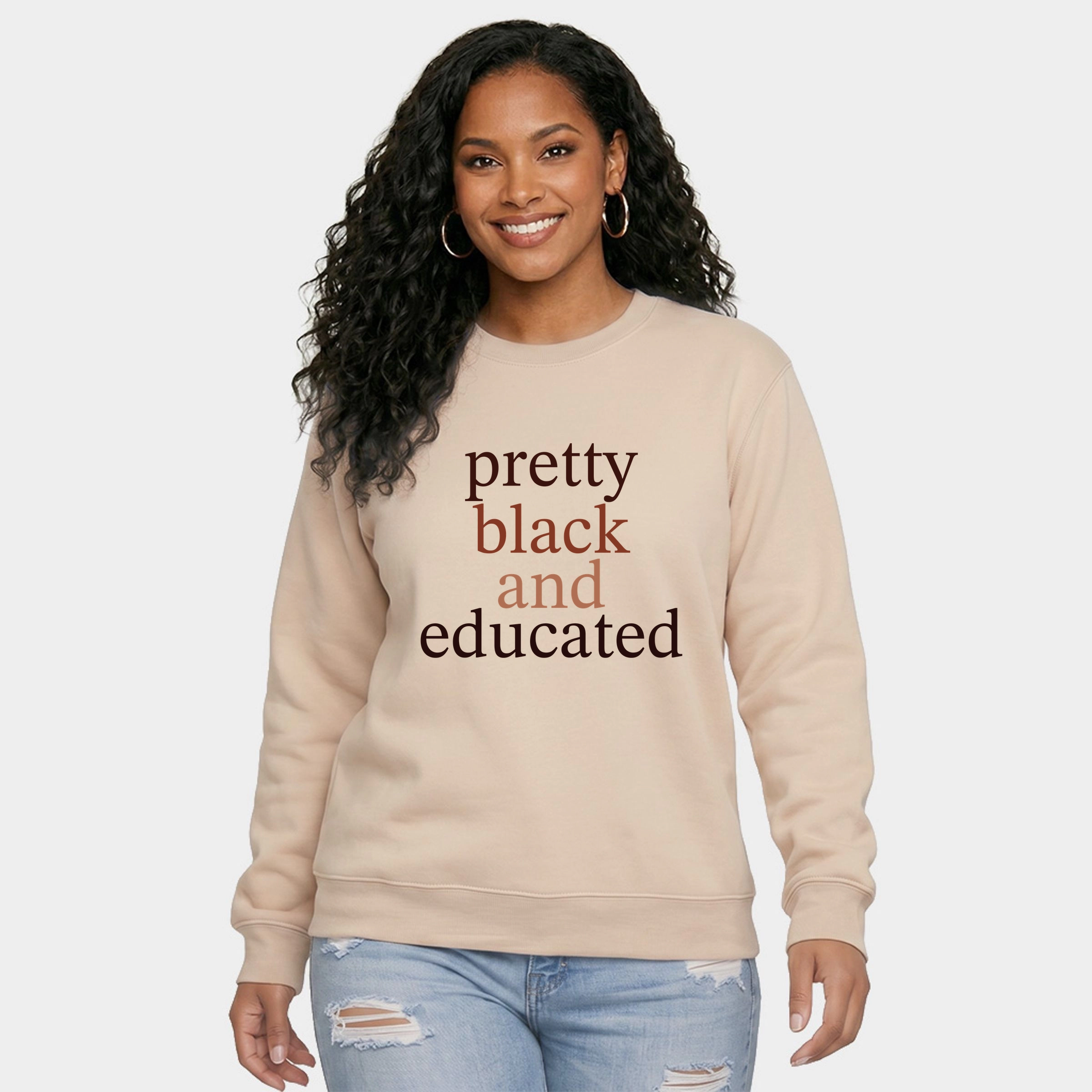 Simply Sage Market -  Women's Graphic Sweatshirt Pretty Black and Educated