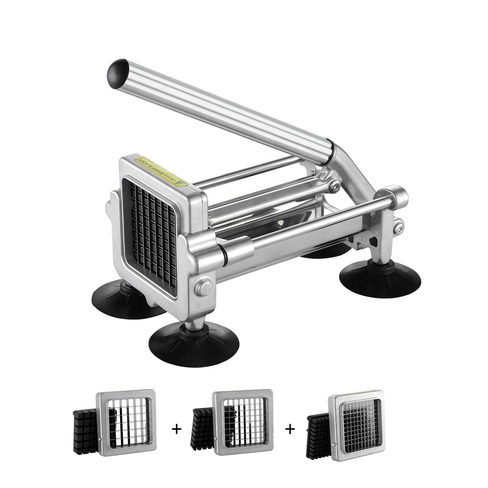 HONGGE French Fry Cutter, Potato Slicer with Stainless Steel Blades, Manual Potato Cutter Chopper with Suction Cups