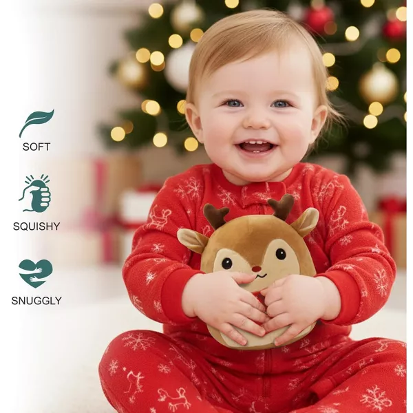 Sperric Christmas Plush Toy Reindeer Soft Stuffed Animal, 9" Cute Holiday Plushie Gift for Kids Holiday Gifts for Babies
