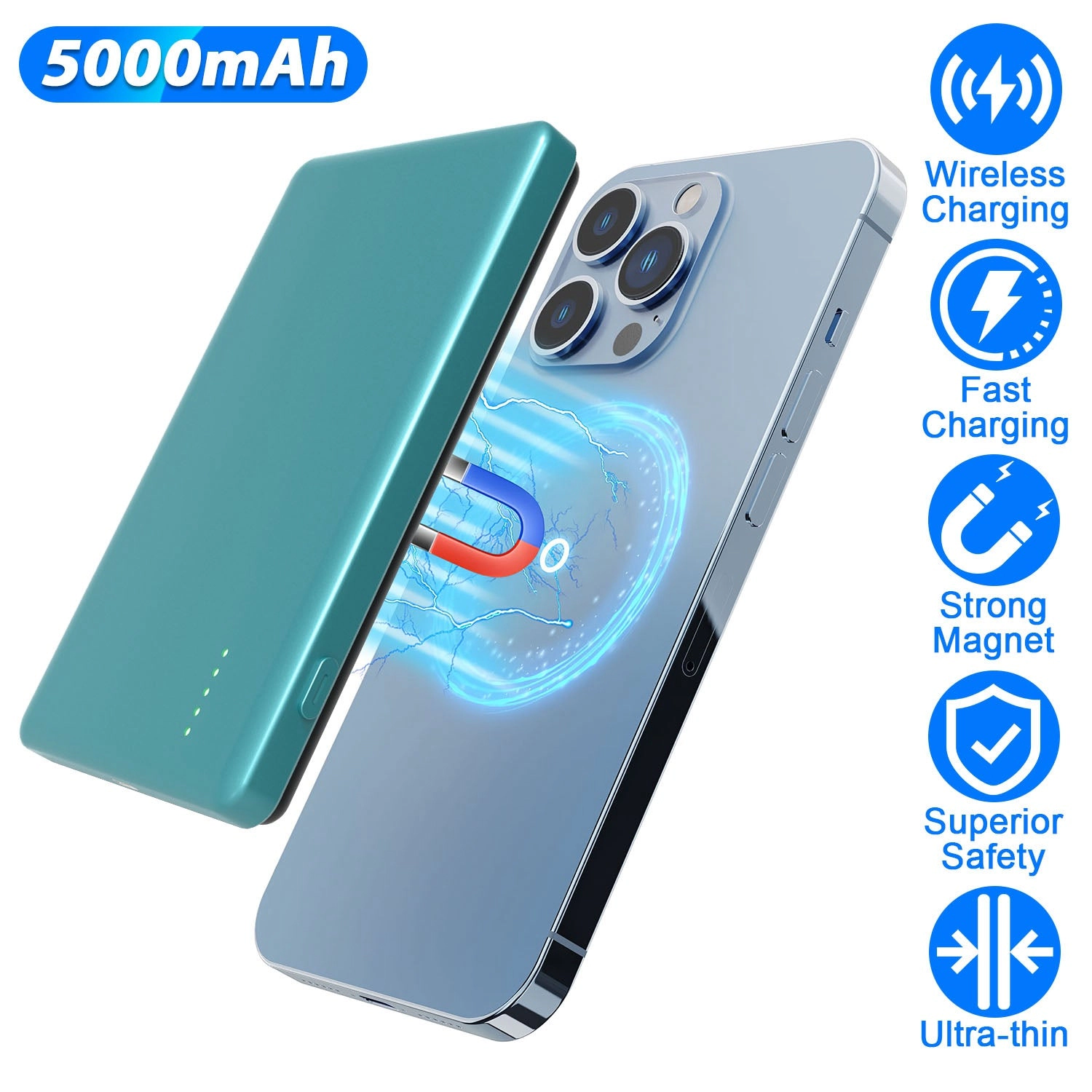 GBruno 2-in-1 Slim MagSafe Wireless Power Bank