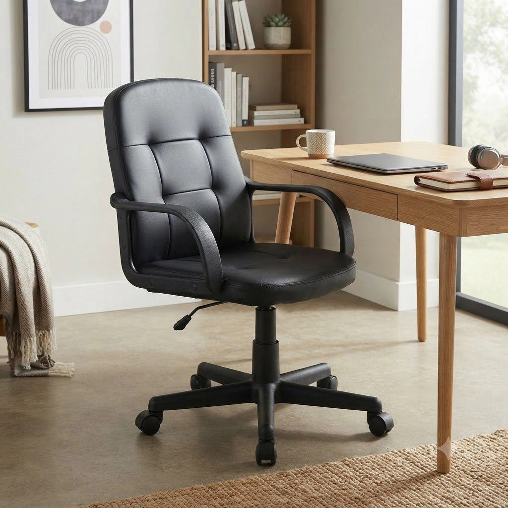 SlickBlue Executive Office Chair, Black PU Leather, Swivel
