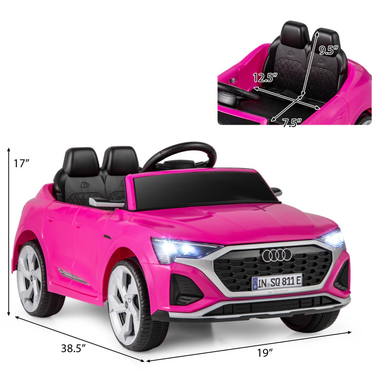 Hivvago 12V Kids Ride on Car Licensed Audi SQ8 with Remote Control and 3 Speeds-Pink