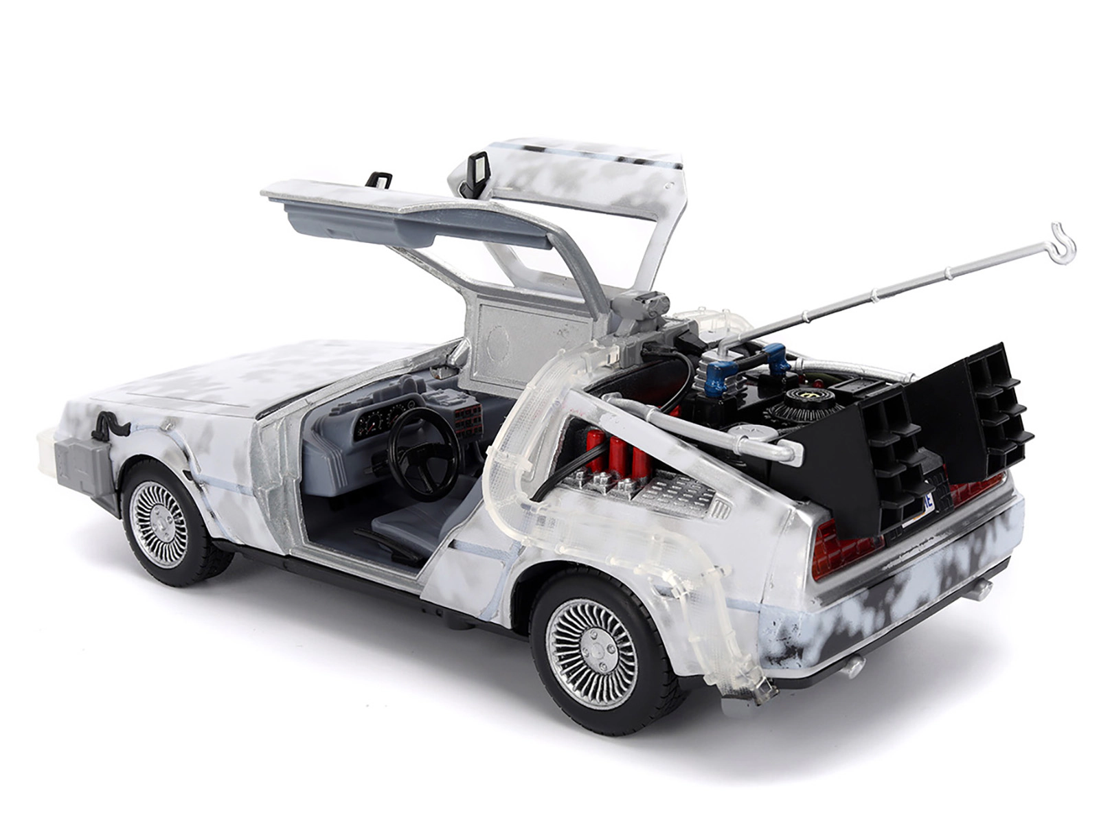 Jada DMC DeLorean Time Machine Brushed Metal (Frost Version) with Lights "Back to the Future" (1985) Movie