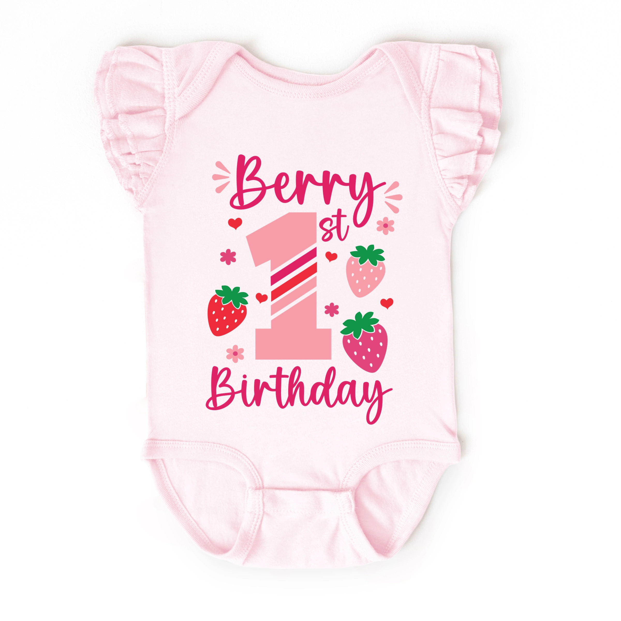 Simply Sage Market - Berry 1st Birthday Baby Flutter Sleeve Bodysuit