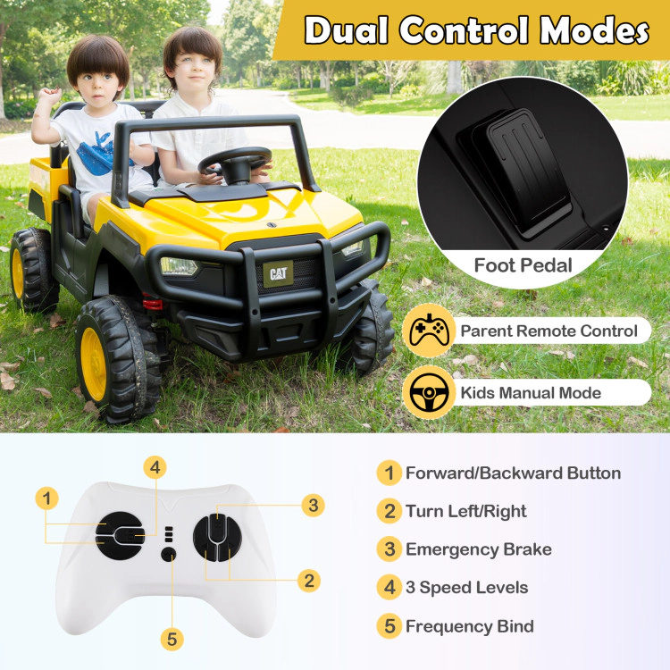Hivvago 24V Ride On Dump Truck Licensed Caterpillar 2-Seater for Girls Boys
