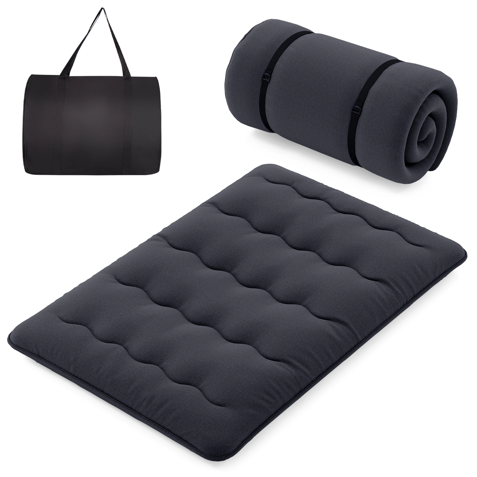 SUGIFT Foldable Full Futon Mattress with Washable Cover and Carry Bag Beige/Brown Bear/Black/Green/Gray/Navy