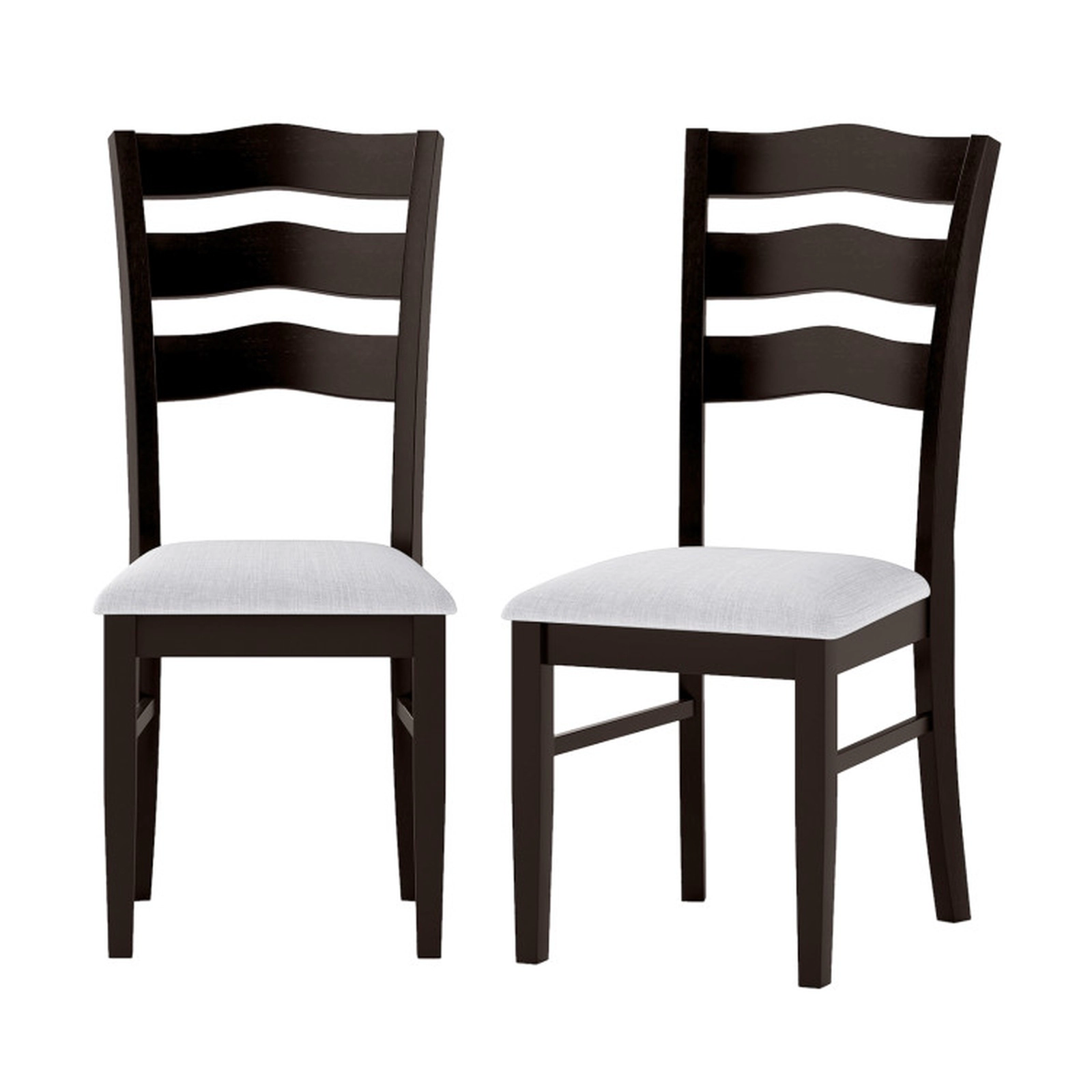 SUGIFT Set of 2 Gray Velvet Farmhouse Dining Chairs with Wave Cut-Out Backrests