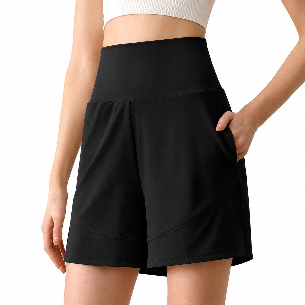 Anna-Kaci Women's High Rise Athletic Shorts with Side Pockets