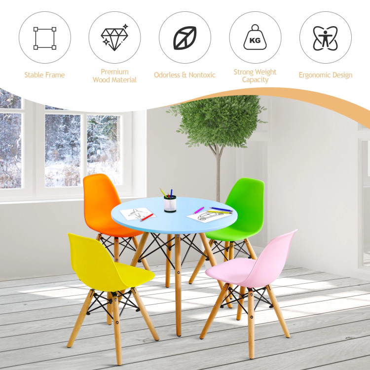 Hivvago 5 Pieces Kids Mid-Century Modern Table Chairs Set