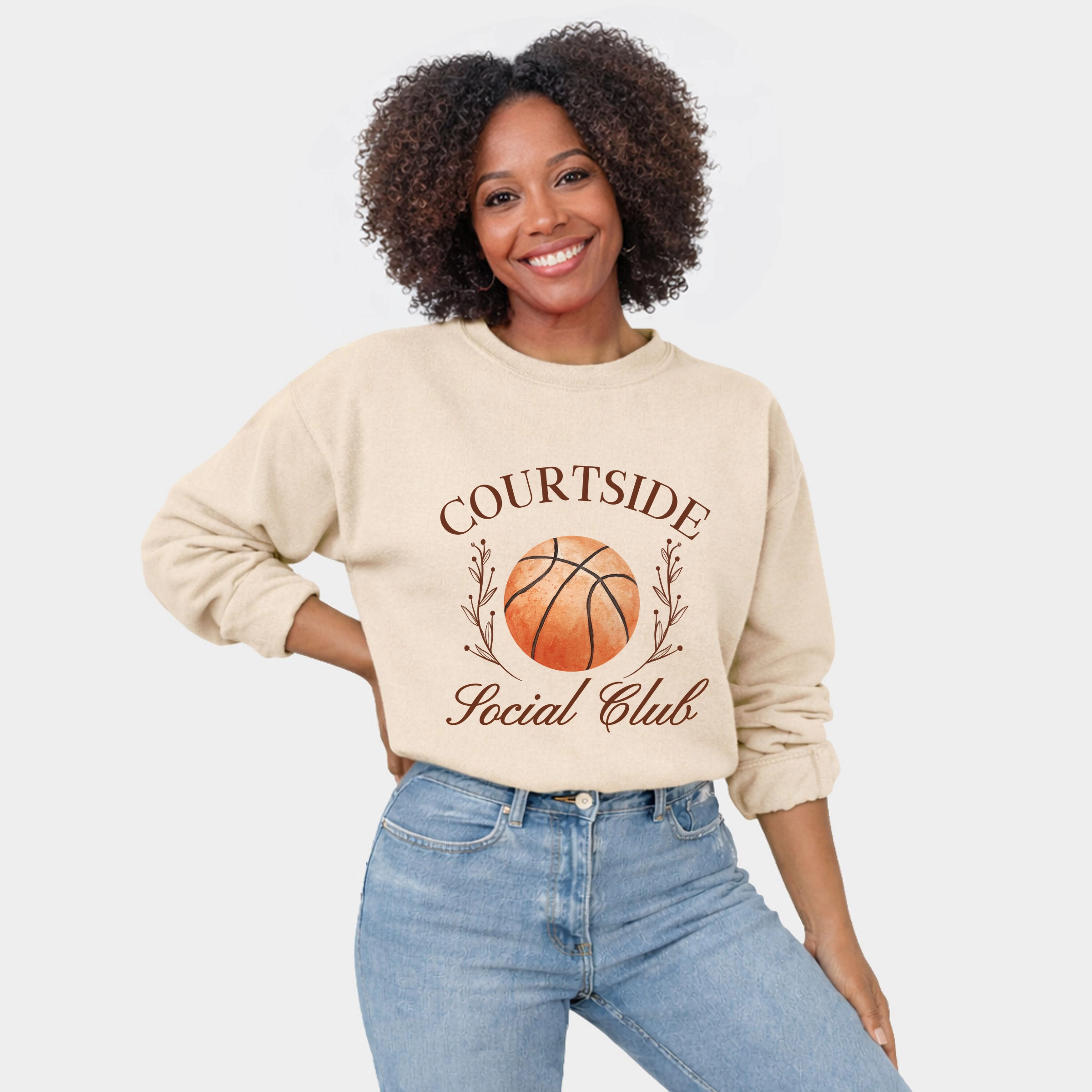 Simply Sage Market - Basketball Courtside Social Club  Women's Graphic Sweatshirt