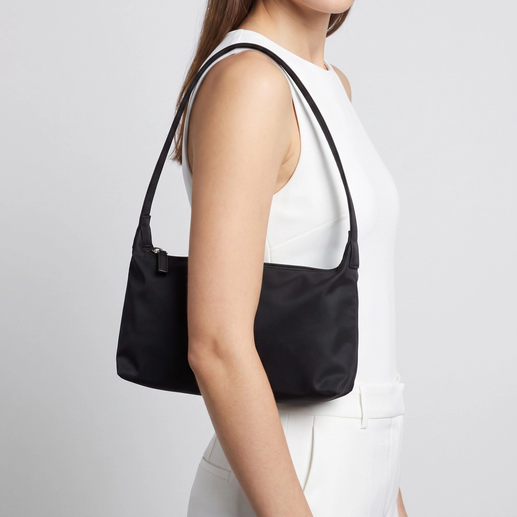 Alilang Women's Minimalist Shoulder Bag with Top Zipper and Slim Rectangular Silhouette 8.3x4.7x2in