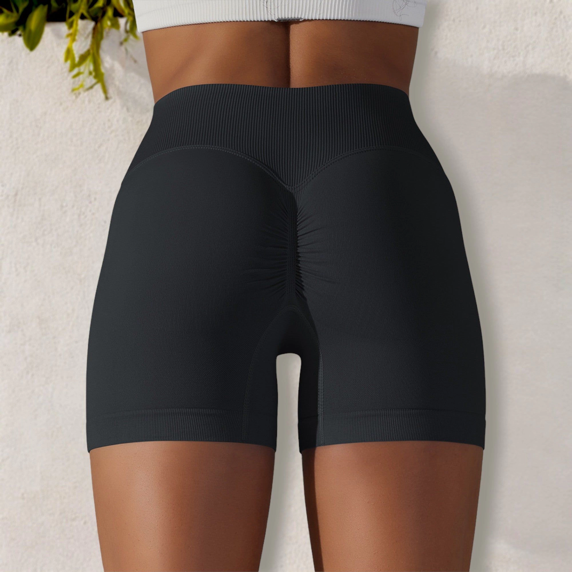 Anna-Kaci Women's High Waist Seamless Ribbed Biker Shorts