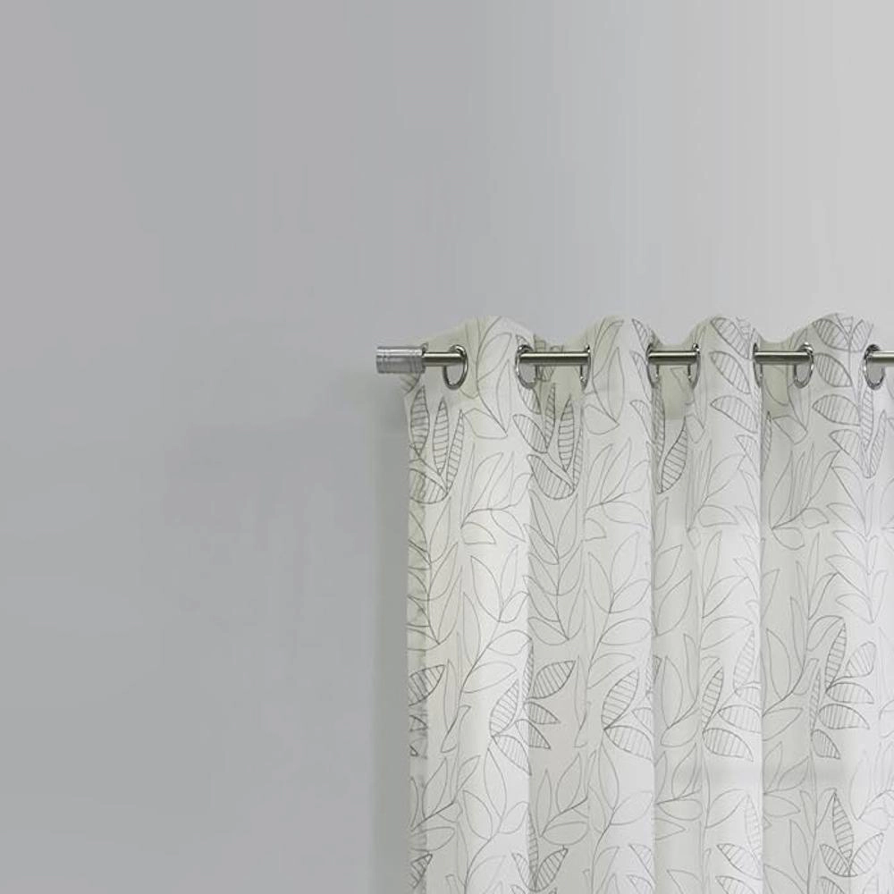 Habitat Valentina Sheer Window Treatment Tone on Tone Motif Grommet Curtain Panel 52" x 108" White