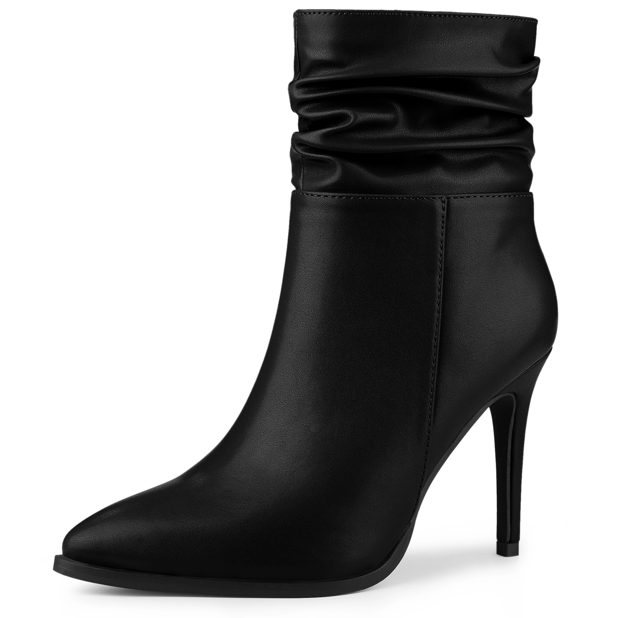 BLISSFUL STEP Women Dressy Slouch Pointed Toe Stiletto Heel Ankle Booties