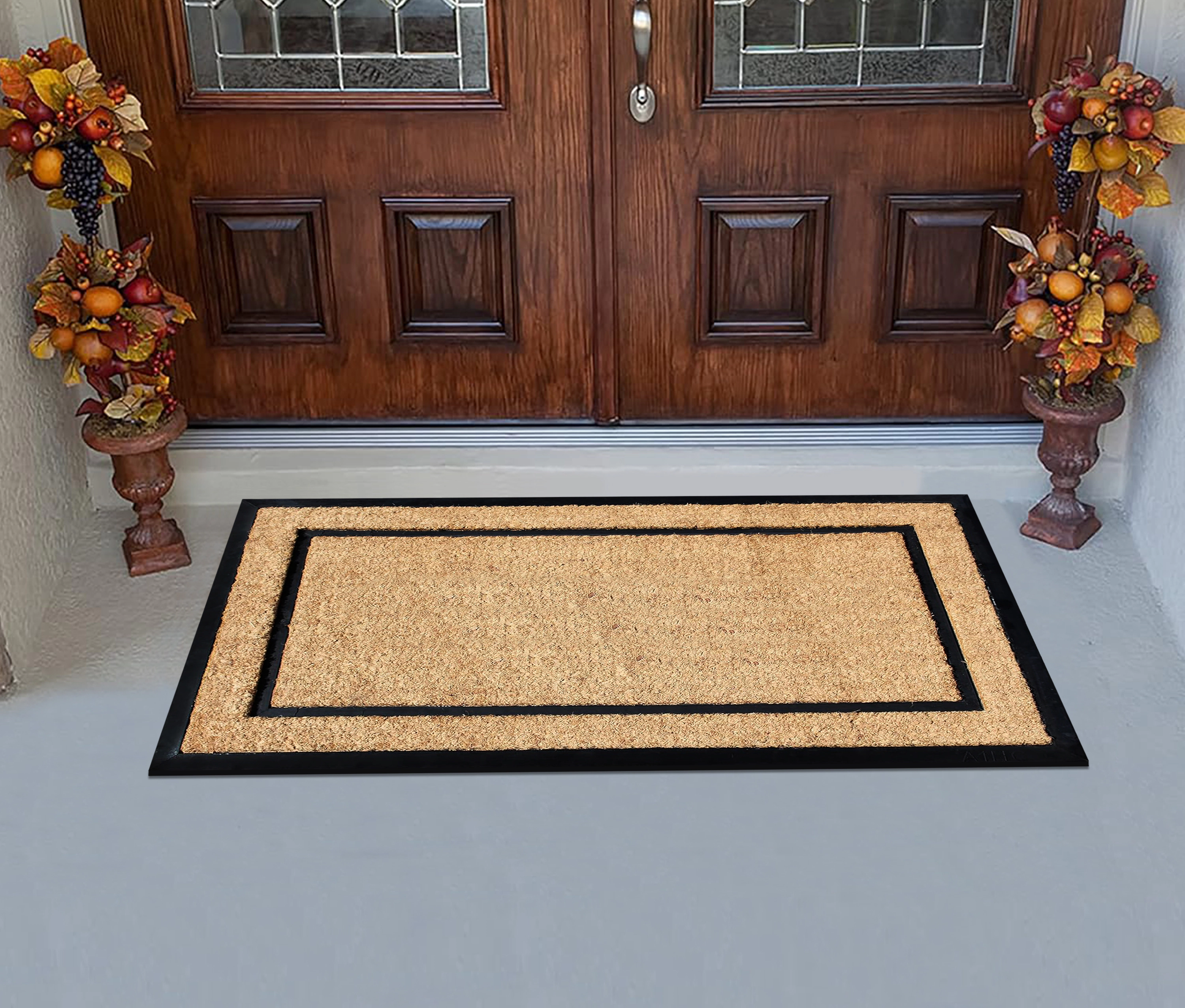 A1HC Door Mat 24x48 Inches Heavy Duty Non-Slip Rubber-Backed Plain Classic Border
