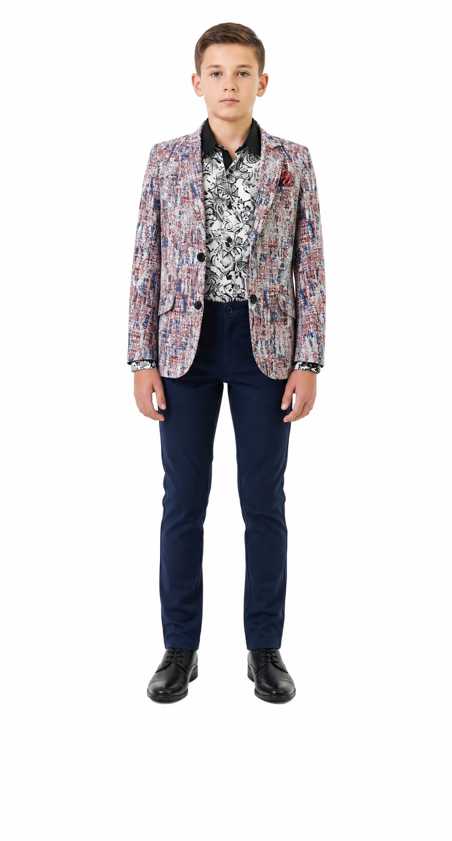Elie Balleh Boys Slim Fit Paint Splash Blazer