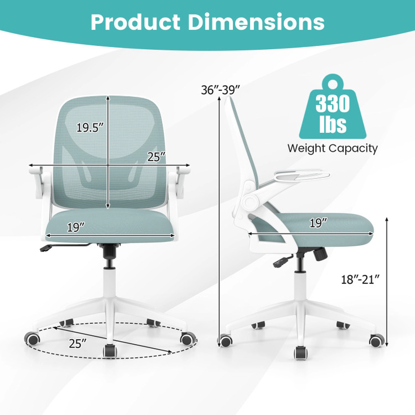 SUGIFT Ergonomic Computer Desk Chair with Lumbar Support 330-Lb Capacity Flip-up Arms Navy