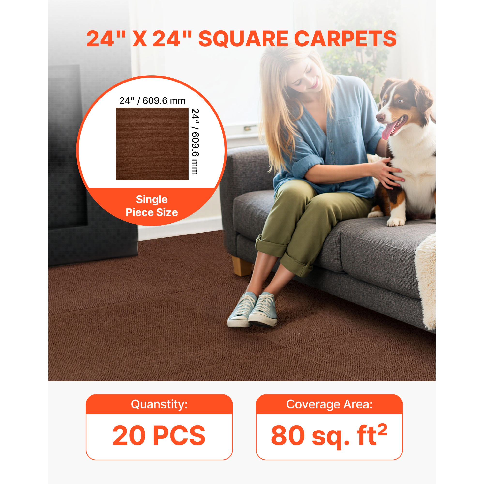 HONGGE Self Adhesive Carpet Tiles Soft Padded Floor for Easy DIY Living Room