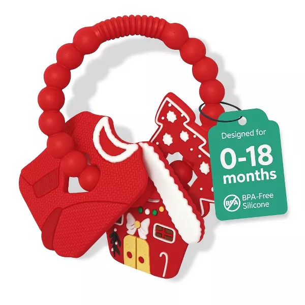 Sperric Silicone Christmas Teether Ring Toy for Baby, BPA Free Soothing Teething Relief for Infant & Toddlers 0-18 Month