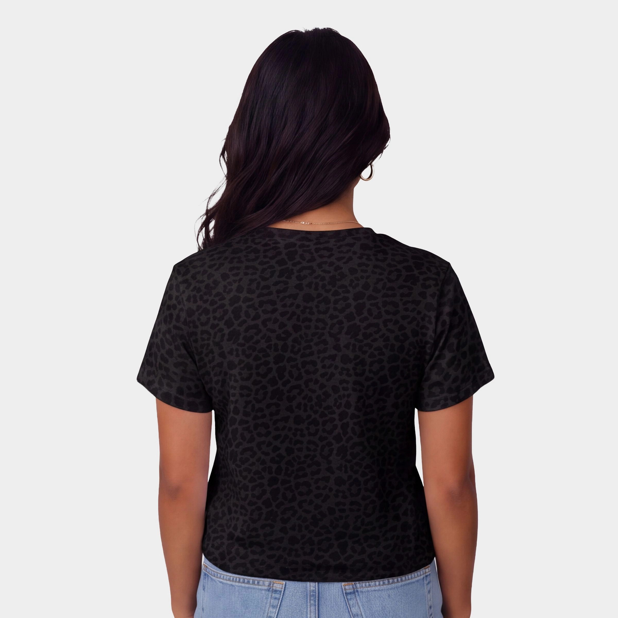 Simply Sage Market - Women's Leopard Print Tee Hey Boo Cursive Puff