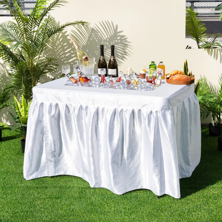 SUGIFT 4-Ft Folding Ice Bin Table with Skirt 440-Lb Capacity White