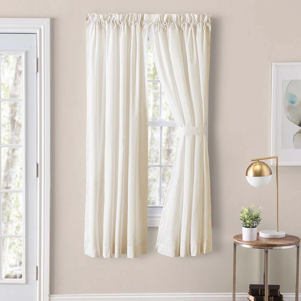 Ellis Classic Tailored Design in a Perma Press Fabric 3" Rod Pocket Tailored Pair with Ties 80"x63" Natural