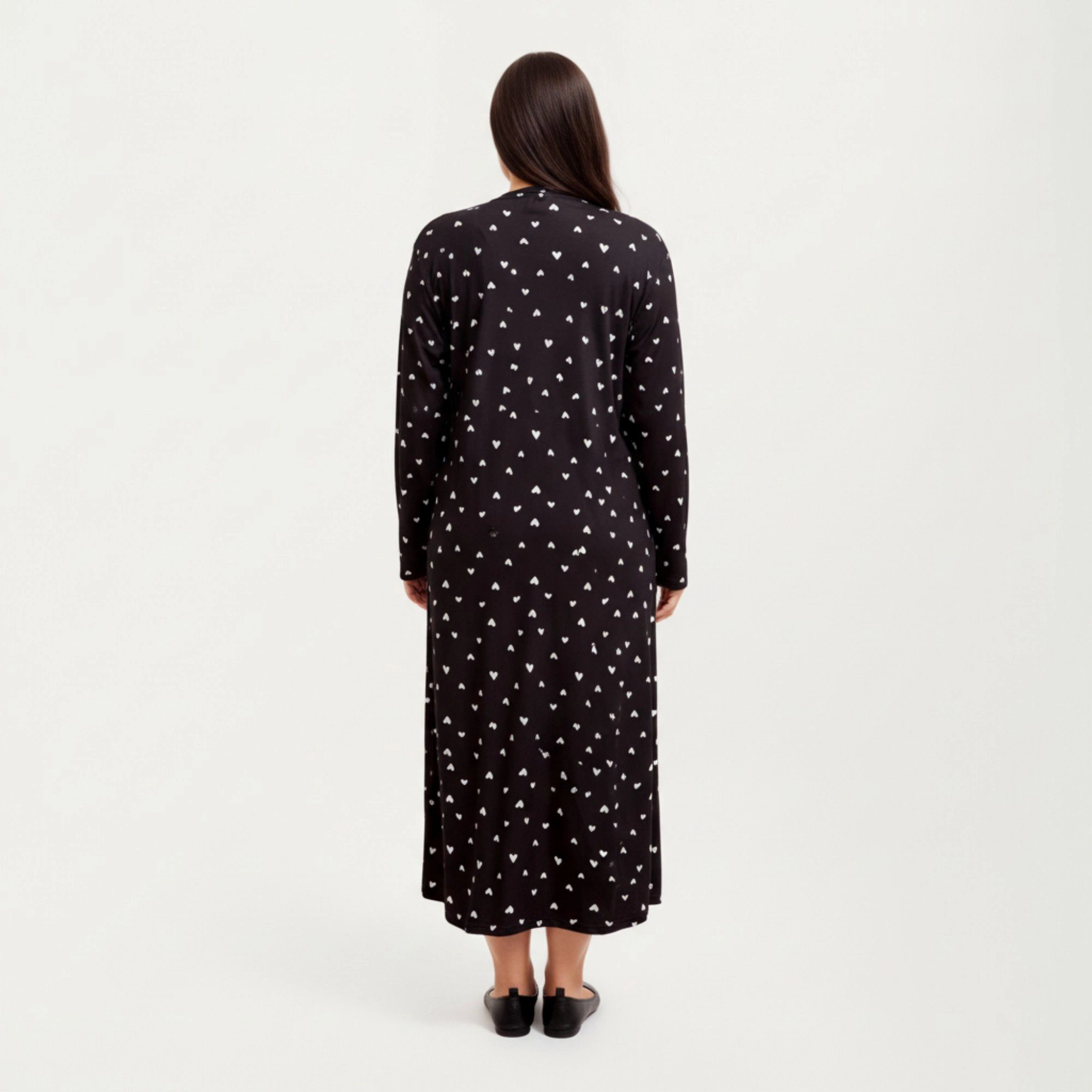 Anna-Kaci Women's 2-Piece Valentine Heart Print Longline Duster and Matching Tank Dress with Soft Stretch Fabric