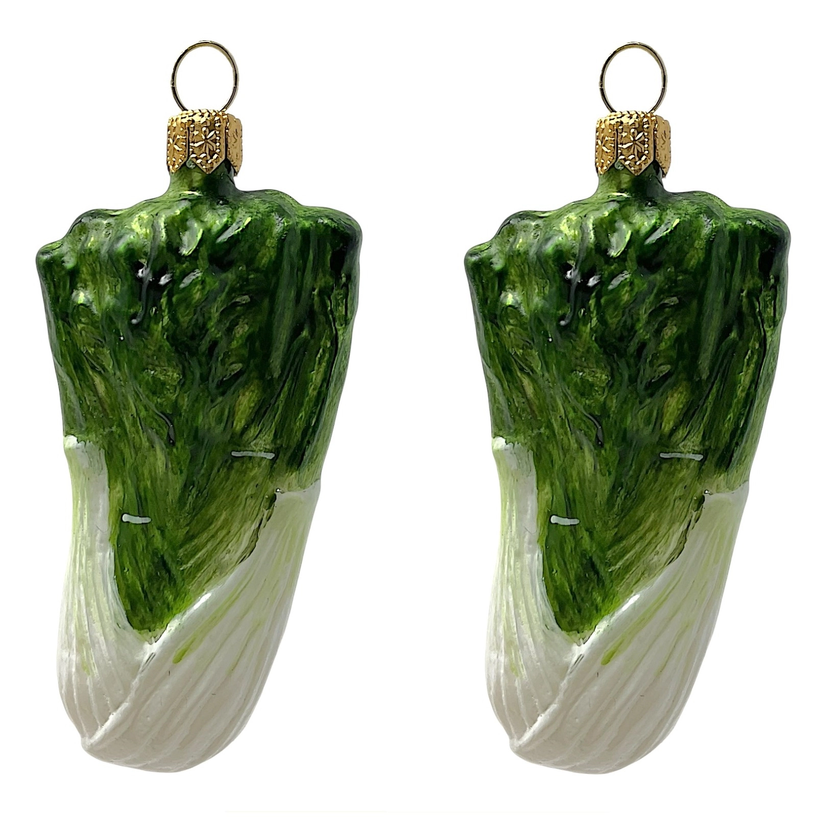 Pinnacle Peak Trading Company Fennel Polish Glass Christmas Ornament Food Herb Vegetable Decoration Set of 2