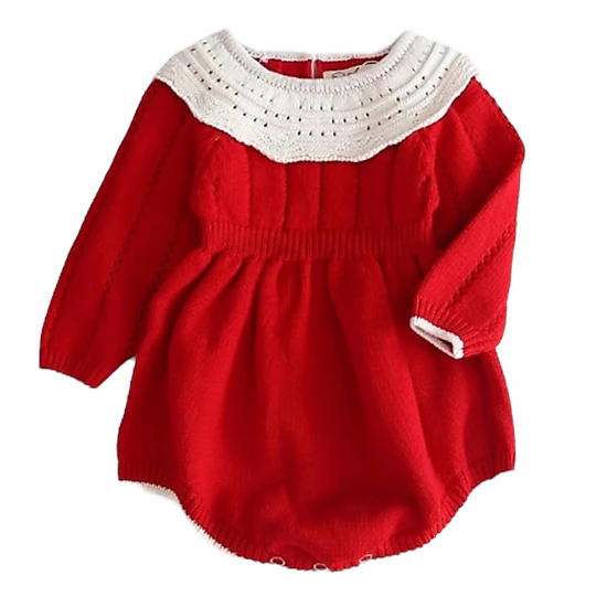 Laurenza's Baby Girls Poinsettia Knit Romper
