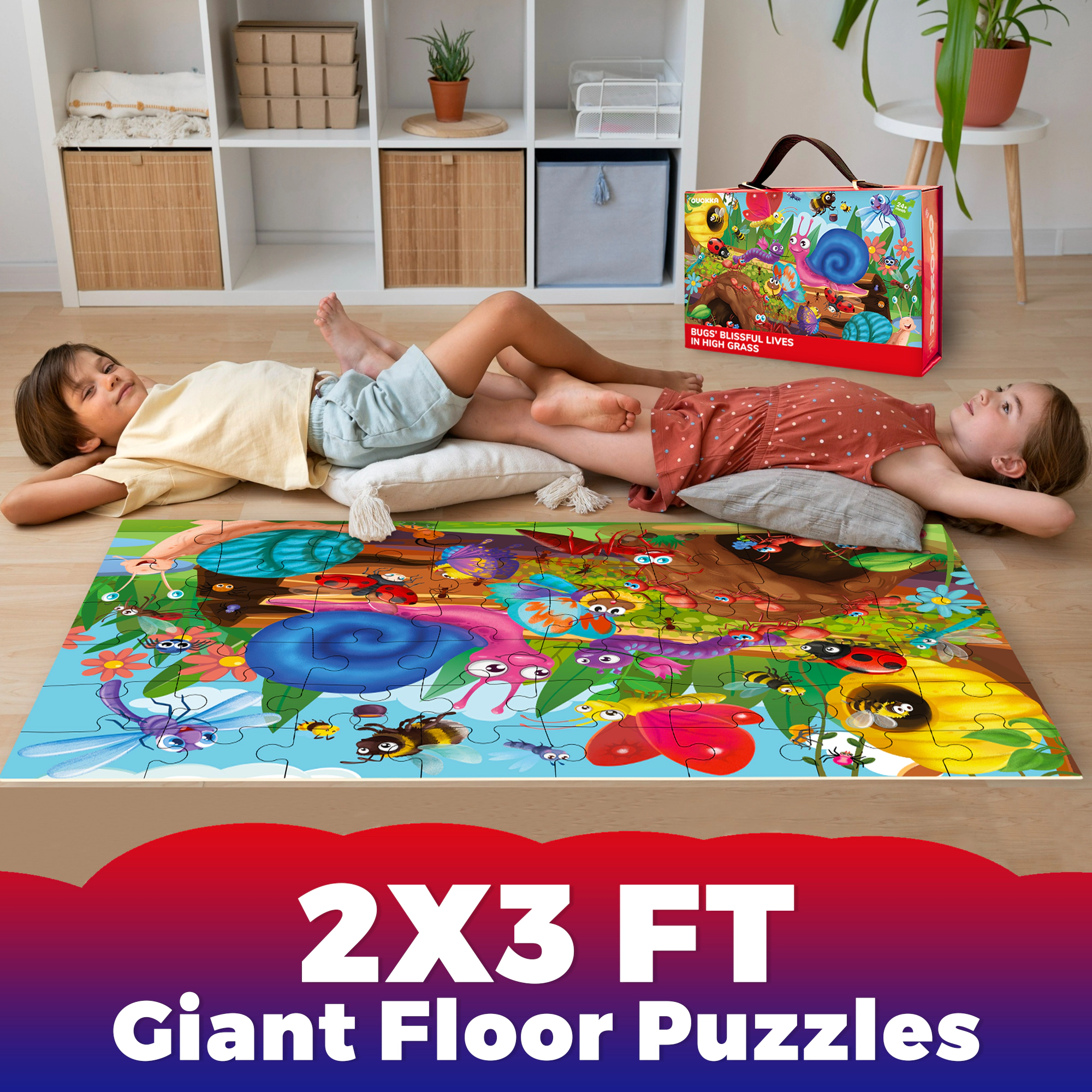 QUOKKA 2x3 FT Giant Floor Jigsaw Puzzle, Interactive Learning Activity for Kids Ages 4-6