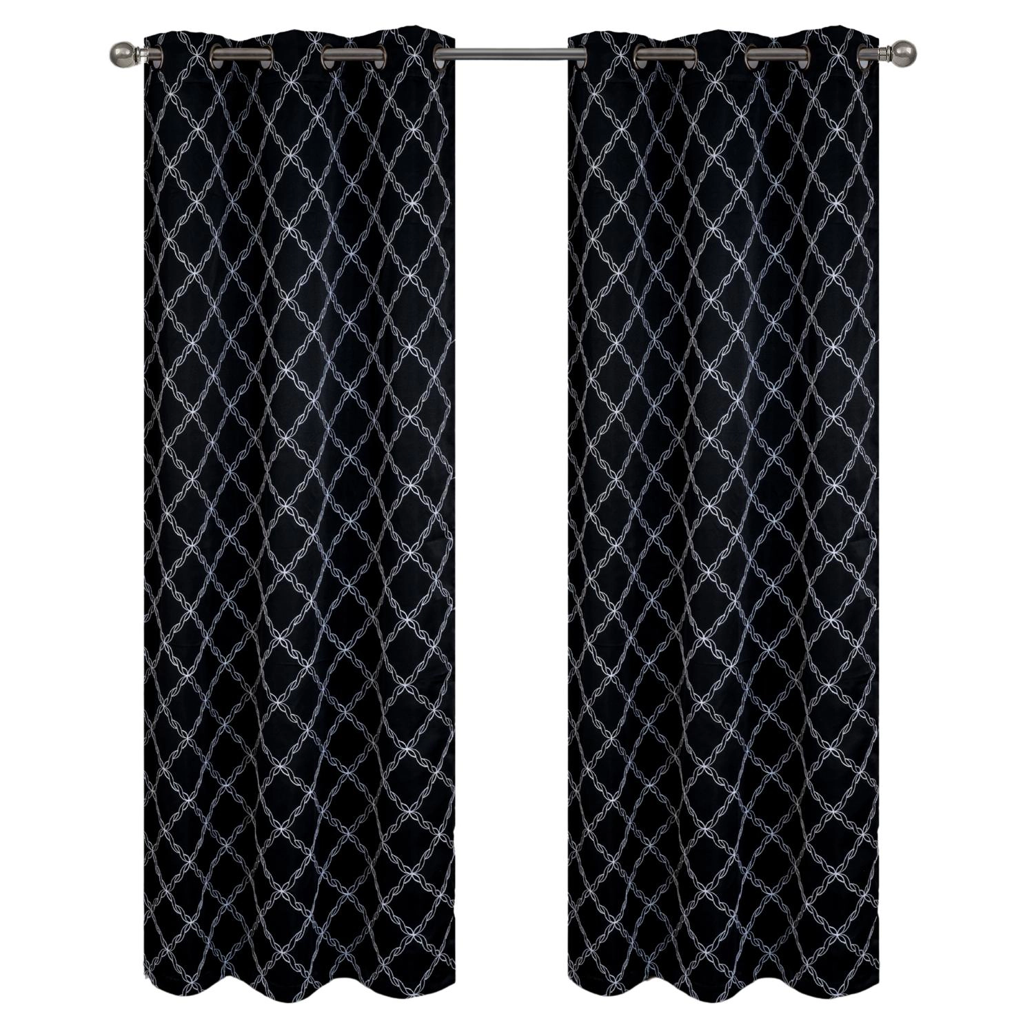 RT Designer Collection Gable Embroidered Blackout Luxurious Decorative Grommet Curtain Panel 54" x 95