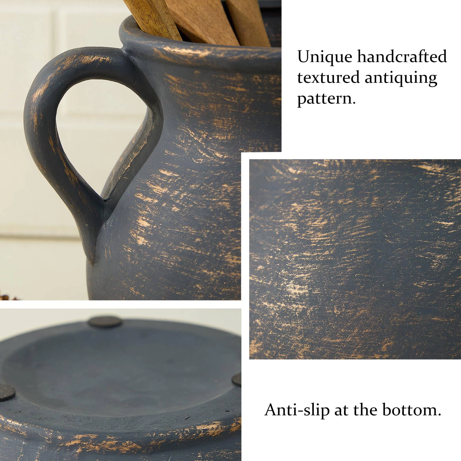WZK Rustic Farmhouse Ceramic Kitchen Utensil Holder