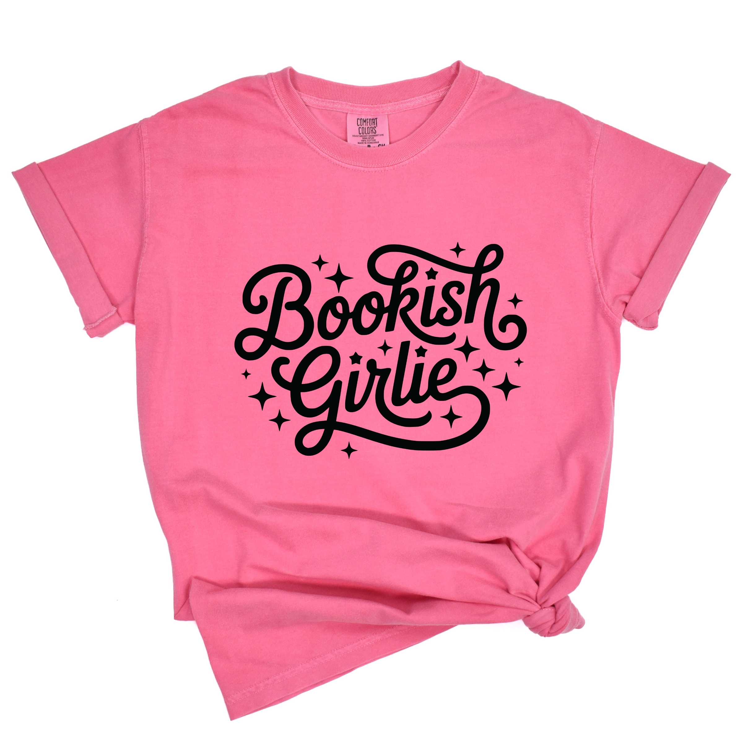 Simply Sage Market - Bookish Girlie Cursive Stars Women's Garment Dyed Graphic T-Shirt