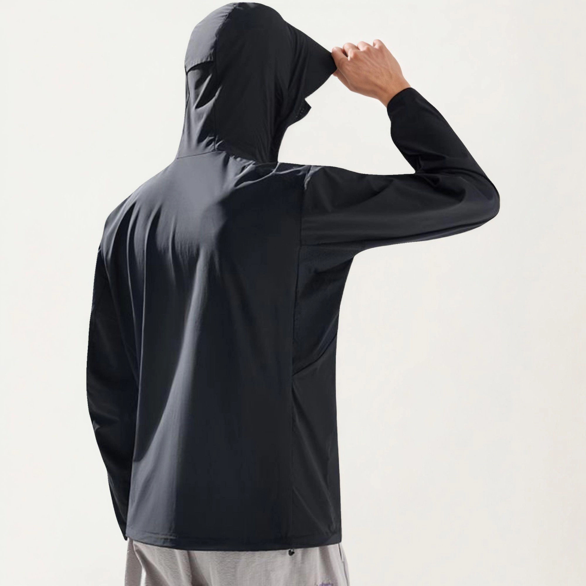 Anna-Kaci Men's Lightweight Windbreaker Jacket with Hood Full Zip Closure Zipper Pocket Detail and Relaxed Fit