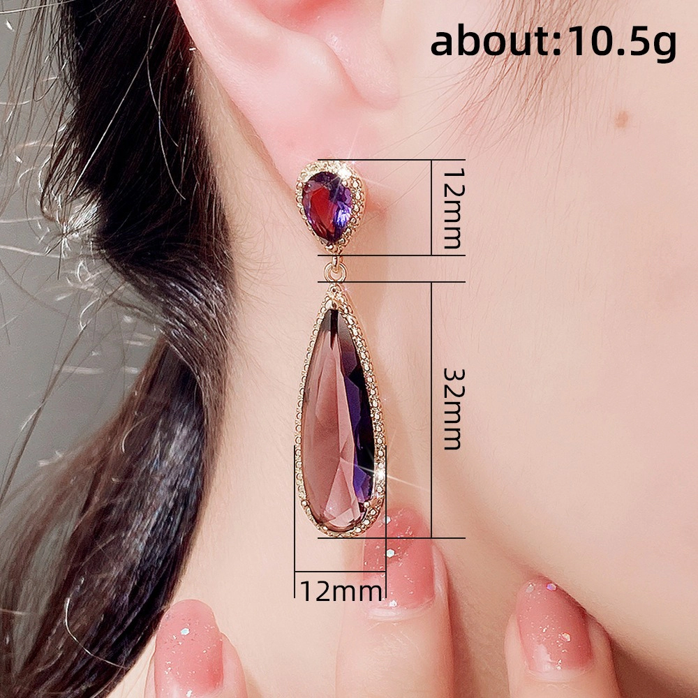 Gorgeous Pear Cubic Zirconia Long Hanging Earrings