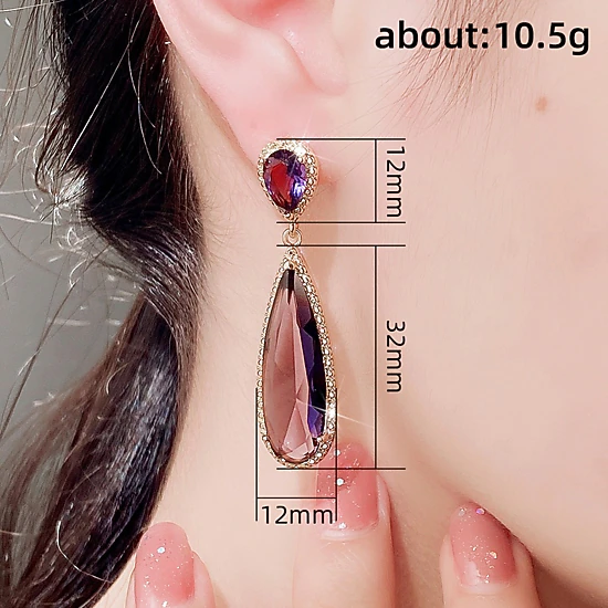Gorgeous Pear Cubic Zirconia Long Hanging Earrings