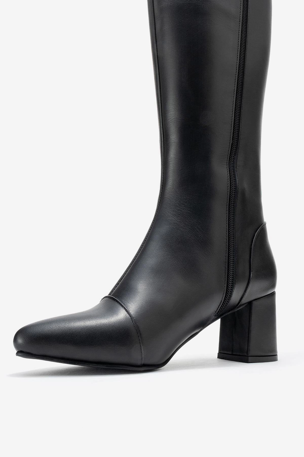 Forever & Always Womens Osmera Leather Block Heel Knee High Boots