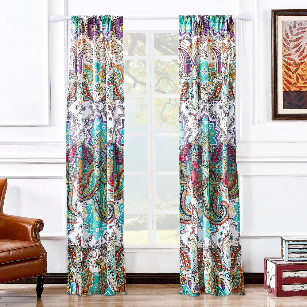 Greenland Home Fashions Barefoot Bungalow Nirvana Window Panel Pair - 42x84", Teal
