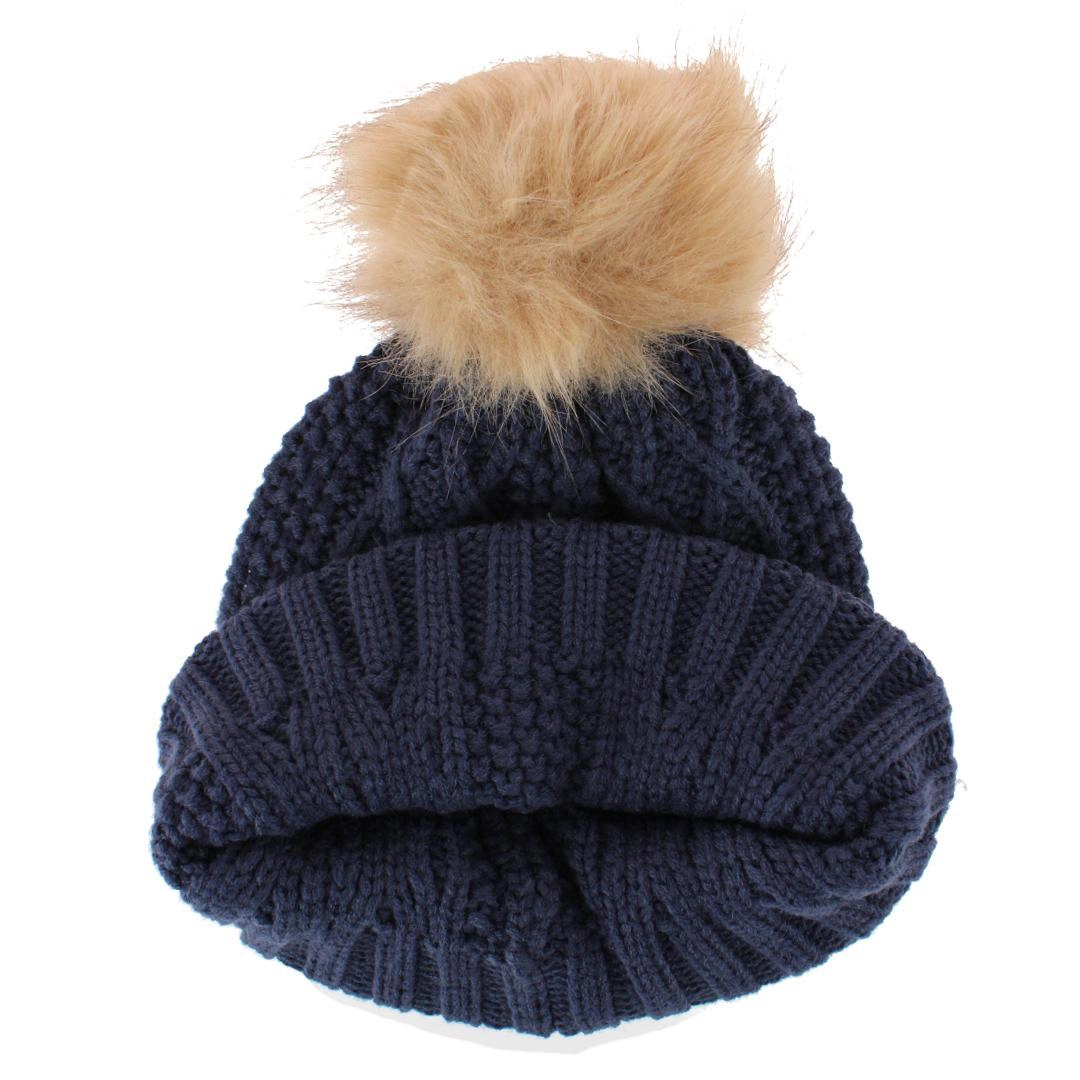 David & Young Women's Blessed Plaid Patch Knit Winter Beanie with Pom