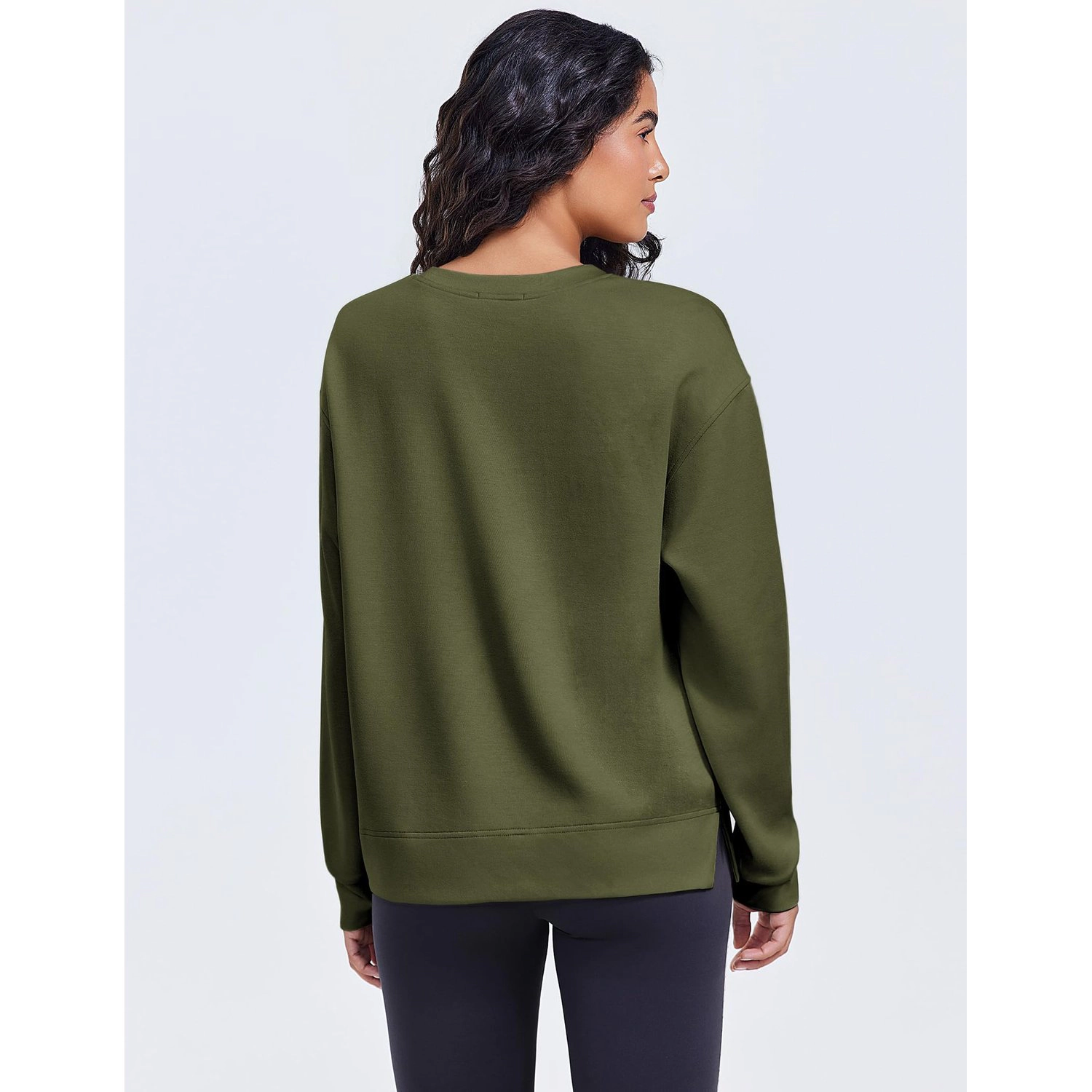 Pinspark Women's Long Sleeve Crew Neck Solid Sweatshirt